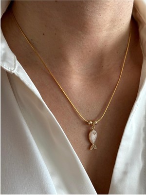 Miliva Altın Kaplama Balıklı Zincir Kolye | Balık Kolye