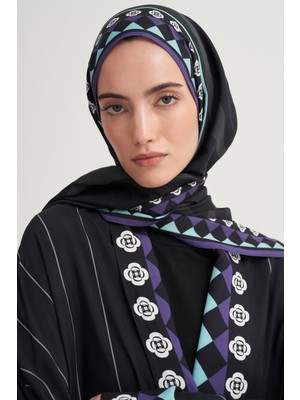 Carell Manesa Monogram Floş Şal Siyah
