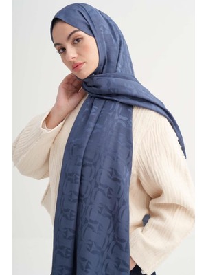 Carell Blok Desen Rina Floş Jakar Şal Kot Mavi