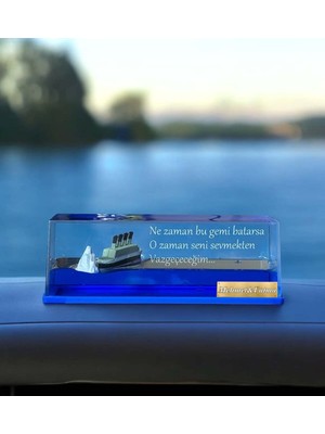 PremiumPort Kişiye Özel Yazılı Batmayan Aşk Gemisi Kar Küresi Sevgililer Günü Hediye