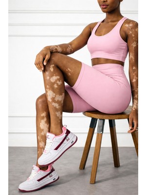 Seoul Sport Shoes Kadın Beyaz Sneaker Spor Ayakkabı Düz Taban Suni Deri Bağcıklı Tasarım