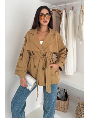 Noa Noa Kadın Kemerli Çift Düğmeli Trençkot – Timeless Form