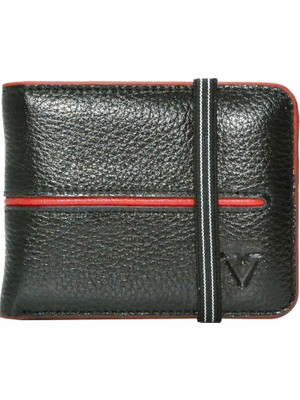 Rich Smith Gerçek Deri Lastikli Kartlık Cüzdan 2608 Siyah - Kırmızı