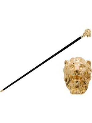Pasotti Altın Aslan Bastonu 92 cm Yaldızlı Reçine Sap - Ahşap Gövde, Kauçuklu Pirinç Uç