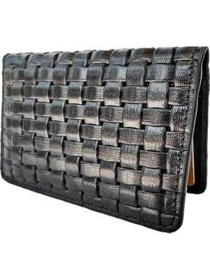 Rich Smith Gerçek Deri Örgü Baskılı Kartlık 10151 Siyah (Parlak) Arsel