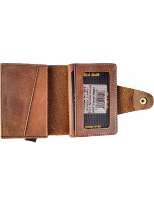 Rich Smith Gerçek Deri Mekanizmalı Kartlık 9252 Bulutlu Kahve