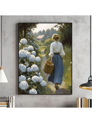 Ninastore Mavi Ortanca Duvar Sanatı Vintage Çiçek Baskısı Romantik Dijital Indirme Kır Evi Tarzı Yazdırılabili