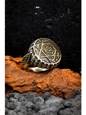 Silverplus 925 Ayar Gümüş Hz. Süleyman Mührü Motifli Erkek Yüzük