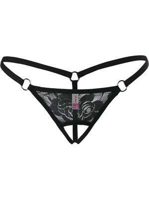 MTM My The Mall Giyim  Ağı Açık Siyah Dantelli Fantezi Iç Çamaşırı G String