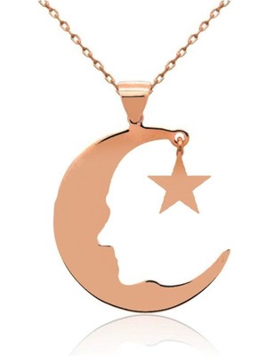 PremiumPort Rose Renkli Gümüş Atatürk Silüeti Kolye, Şık ve Zarif Takı