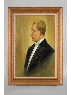 Giyense Özel Seri Altın Paspartulu Çerçeveli Atatürk Tablo T286