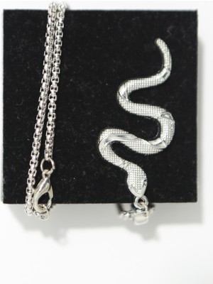 Luxon Collection Yılan Figürlü Yuvarlak Zincir Model Çelik Gümüş Renk Kolye