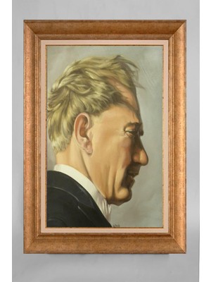 Giyense Özel Seri Altın Paspartulu Çerçeveli Atatürk Tablo T800