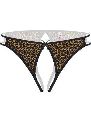 MTM My The Mall Giyim  Ağı Açık Leopar Desenli Fantezi Külot String