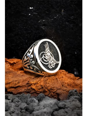 Silverplus 925 Ayar Gümüş Abdülhamid Han Tuğrası Erkek Yüzük