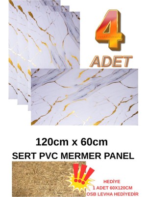 Renkli Duvarlar 4 Adet 60X120CM Alternatif Kaplama Uv Pvc Altın Mermer Desenli  Ev Ofis Otel Duvar Kaplama Paneli