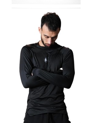 KX Spor Kx Dri-Fıt Pro Üst Siyah Renkli Nefes Alabilir Kumaş Esnek Balıkçı Yaka Tasarımı