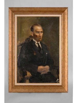 Giyense Özel Seri Altın Paspartulu Çerçeveli Atatürk Tablo T693