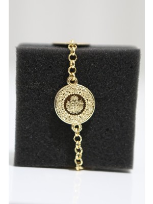 Luxon Collection Kıvrım Figürlü Çelik Gold Bileklik