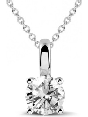 PremiumPort Parlak Tek Taş Gümüş Kolye, Sevgiliye Özel Hediye, Zarif Takı