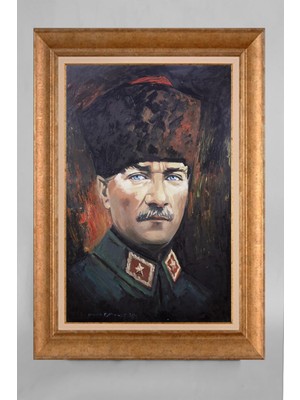 Giyense Özel Seri Altın Paspartulu Çerçeveli Atatürk Tablo T189