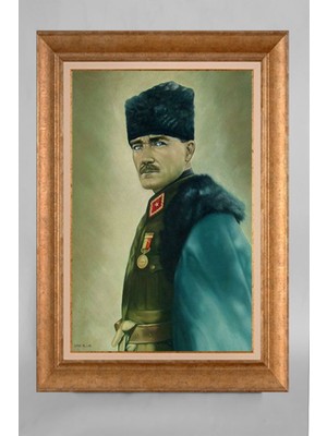 Giyense Özel Seri Altın Paspartulu Çerçeveli Atatürk Tablo T293