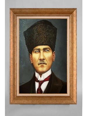 Giyense Özel Seri Altın Paspartulu Çerçeveli Atatürk Tablo T541