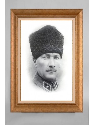 Giyense Özel Seri Altın Paspartulu Çerçeveli Atatürk Tablo T636