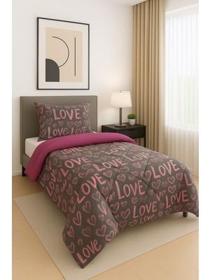 Sternen Glanz Veloria Pamuklu Çift Taraflı Desenli Tek Kişilik Yorgan ve Yastık Kılıfı Seti / Uyku Seti