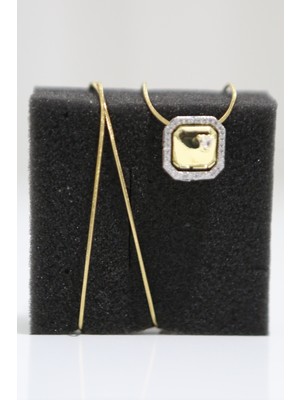 Luxon Collection Baget Taş Figürlü Çelik Gold Kolye
