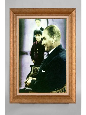 Giyense Özel Seri Altın Paspartulu Çerçeveli Atatürk Tablo T424