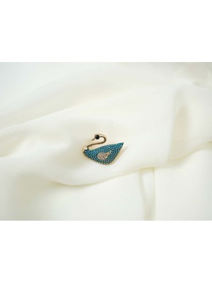 Atelier Tuğba BRŞ009 Taş Detaylı Kuğu Figürlü Gold Zarif Broş