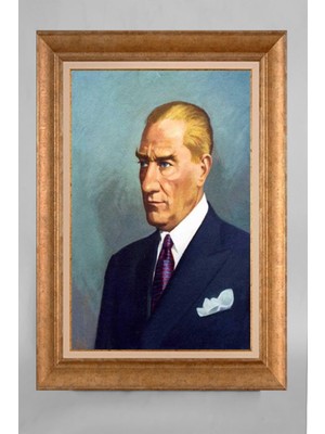 Giyense Özel Seri Altın Paspartulu Çerçeveli Atatürk Tablo T055