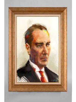Giyense Özel Seri Altın Paspartulu Çerçeveli Atatürk Tablo T097
