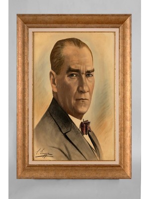 Giyense Özel Seri Altın Paspartulu Çerçeveli Atatürk Tablo T270