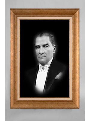 Giyense Özel Seri Altın Paspartulu Çerçeveli Atatürk Tablo T110