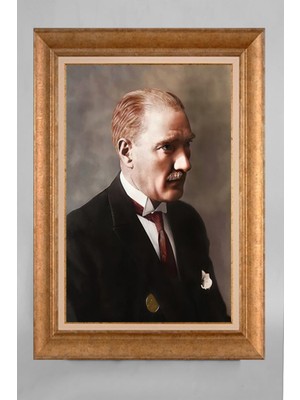 Giyense Özel Seri Altın Paspartulu Çerçeveli Atatürk Tablo T508