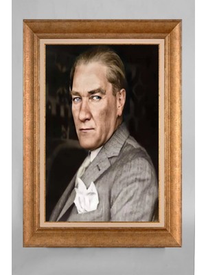 Giyense Özel Seri Altın Paspartulu Çerçeveli Atatürk Tablo T545