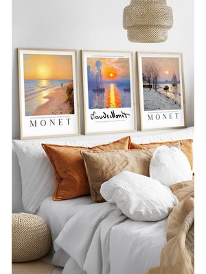 Huhuli Ahsap Çerceveli Claude Monet Tablo Seti HUHU561