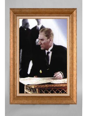 Giyense Özel Seri Altın Paspartulu Çerçeveli Atatürk Tablo T139