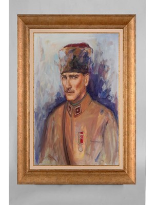 Giyense Özel Seri Altın Paspartulu Çerçeveli Atatürk Tablo T317