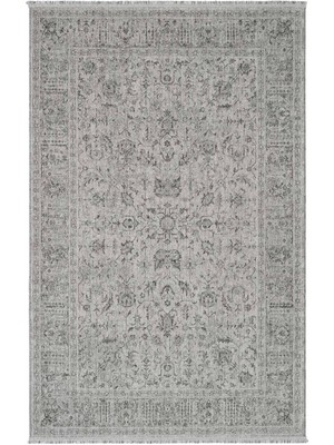 Cool Halı Zerina Gri Yumuşak Pamuk Taban Makine Etnik Desen Klasik Bohem Eskitme Salon Oturma Odası Halısı