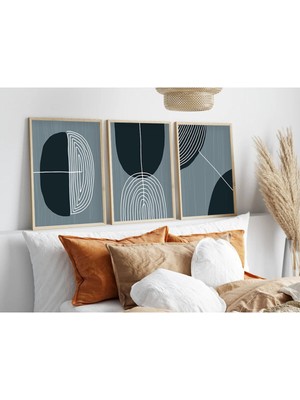 Huhuli Ahsap Çerceveli Minimalist 3’lu Tablo