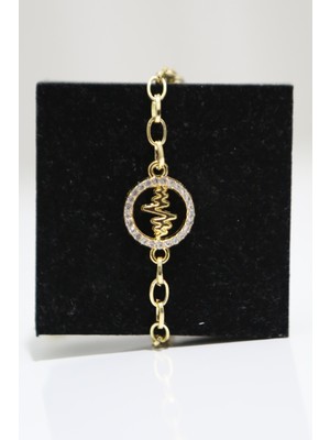 Luxon Collection Gold Nabız Figürlü Çelik Gold Bileklik