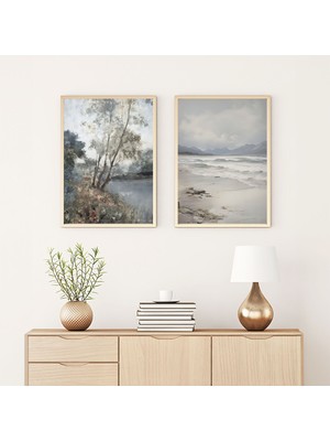 Huhuli Ahsap Çerceveli  2’li Modern Tablo HUHU273