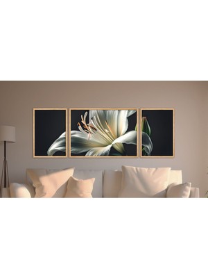 Huhuli Doğal Ahsap Çerceveli 3 Parca Tablo Seti HUHU309