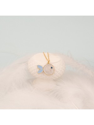 PremiumPort 925 Ayar Gümüş Balık Kolye, Mine Taşlı Zarif Takı