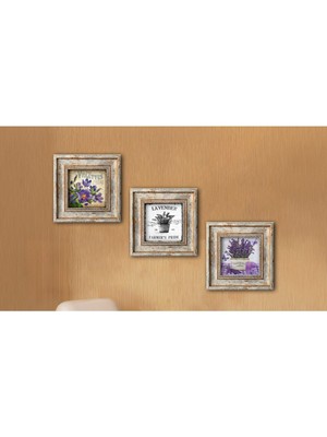 Huhuli Ahsap Eskitme Çerceveli 3 Parca Tablo Seti HUHU324