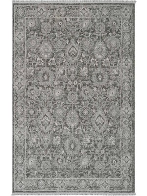 Cool Halı Zerina Gri Yumuşak Pamuk Taban Makina Etnik Desenli Klasik Otantik Eskitme Salon Oturma Odası Halısı