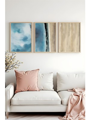 Huhuli Ahsap Çerceveli 3 Parca Set Tablo HUHU470